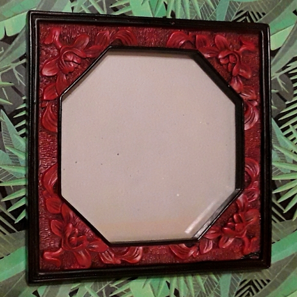 Vermillion Carved Lacquer Picture Frame - Picture 3 of 3